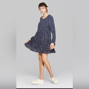 Wild Fable Navy Floral Swing Dress